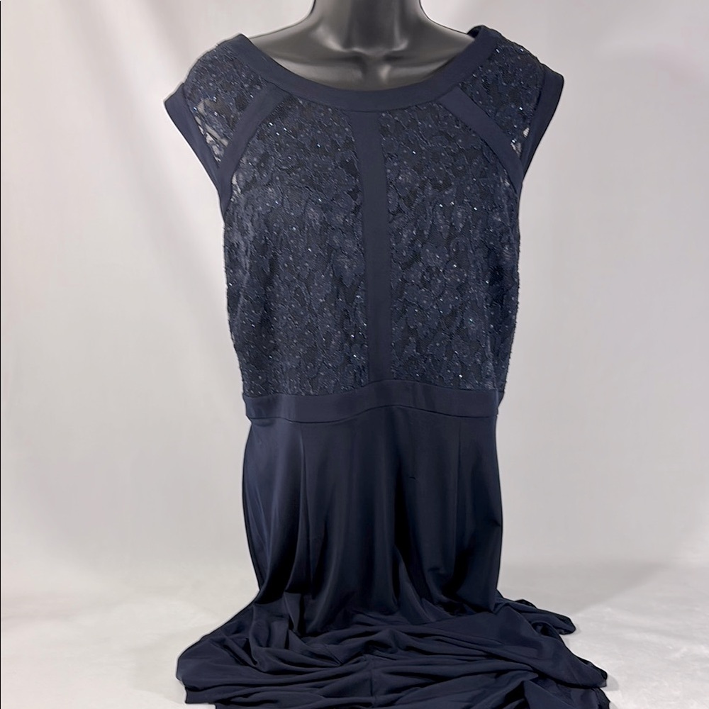 Enfocus Studio Blue Sheath Maxi Dress Sleeveless Bateau **Snag